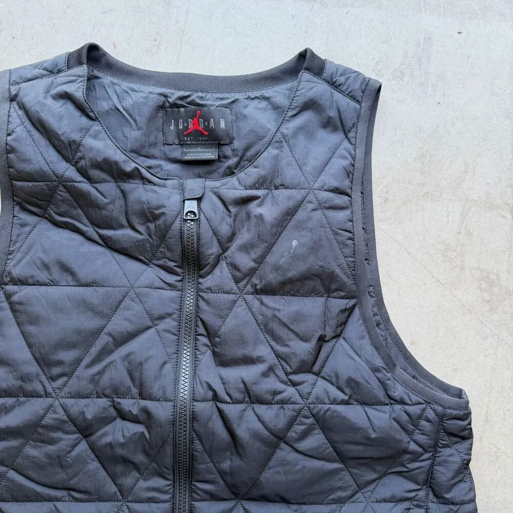 Jordan Mens L Golf Gilet Puffer Vest Jacket Sail Black Jumpman FB3265 Quilted
